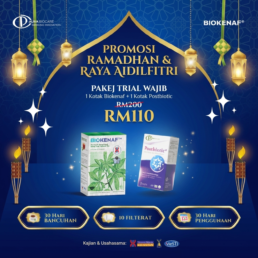 PAKEJ TRIAL WAJIB (1 KOTAK BIOKENAF + 1 POSTBIOTIK)
